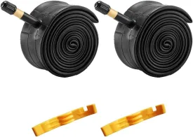 2 Pcs 26 Inch Bike Tubes 26x1.5/1.75 AV48mm Schrader Valve Compatible with 26x1.5/1.6/1/75 Mountain Bike Tire with 2 Bike Tire Levers