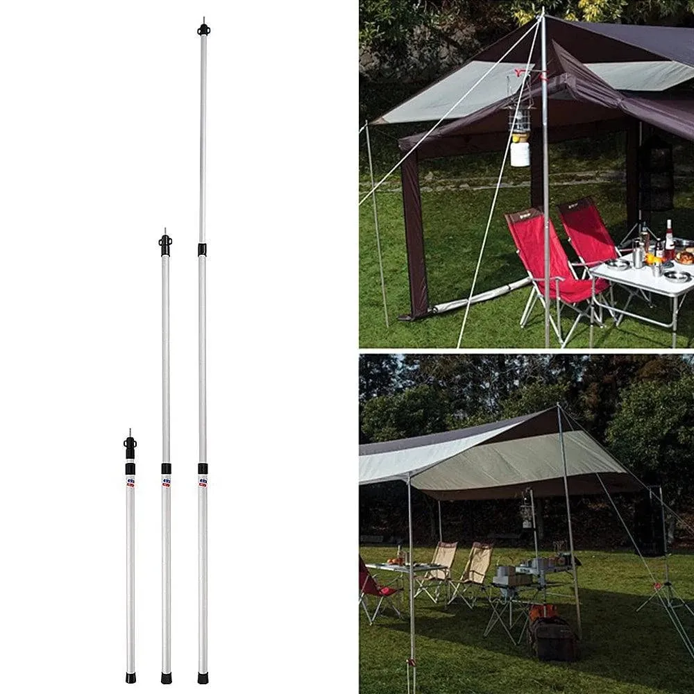 2.3M Aluminum Alloy Tent Pole Telescoping Tent Support Rods Beach Shelter Tarp Awning Pole for Picnic Hiking Camping Equipment
