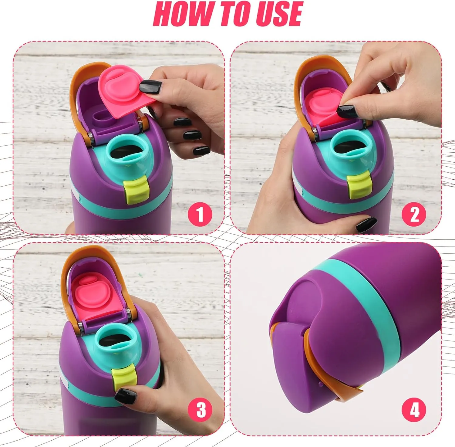 2pcs Water Bottle Top Lid Compatible with Owala FreeSip 24oz 32oz, Sealing Parts Replacement Stopper Silicone Plug Accessories for Owala Free Sip 19/24/32/40oz Seal Gasket Bottle Cap Mouth (Carmine)