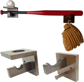 3-in-1 Wooden Baseball Bat Holder Stand, Softball Display Rack, Baseball Gloves Wall Hanger (Brown)