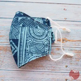 Adjustable Fashion Face Mask • Blue Tribal