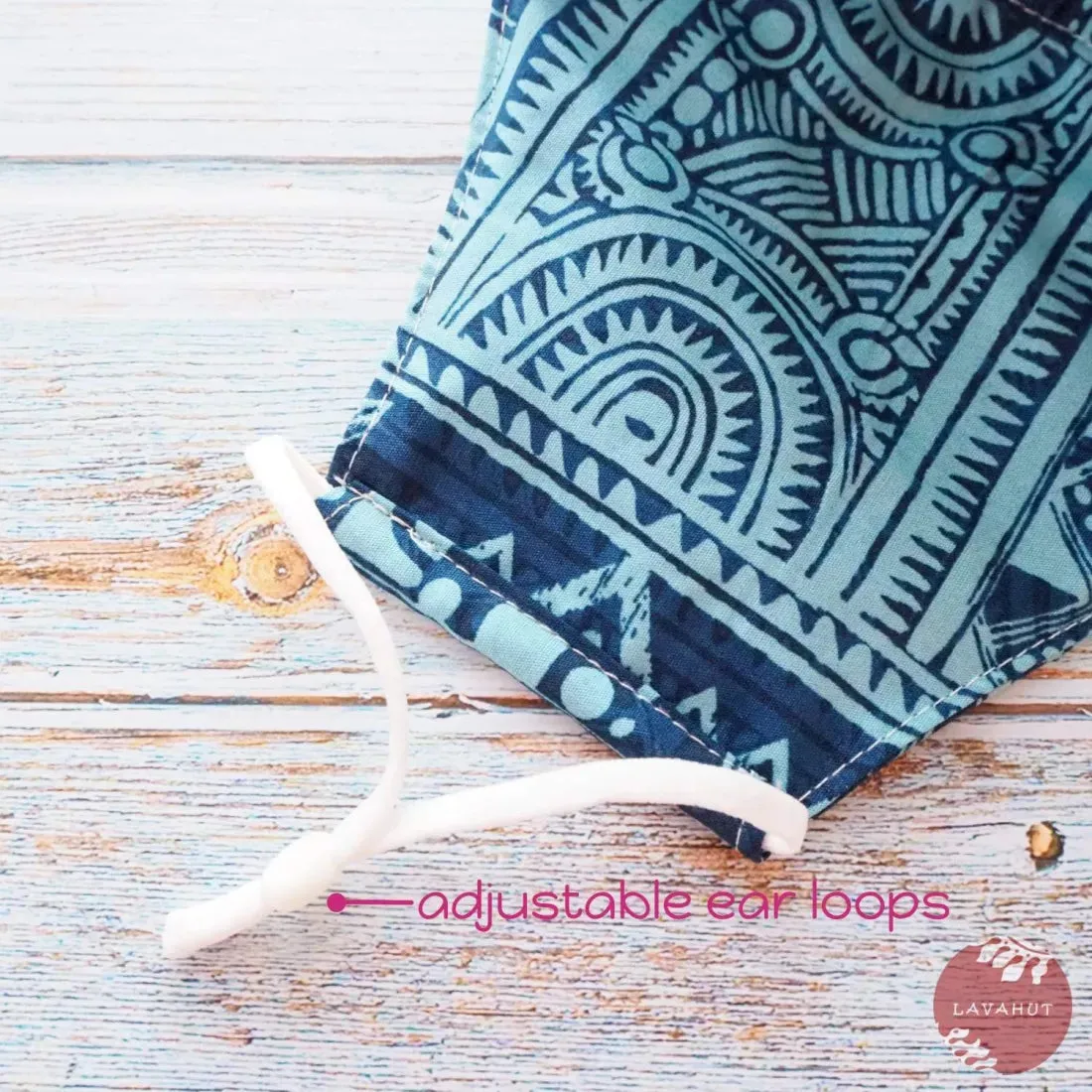 Adjustable Fashion Face Mask • Blue Tribal