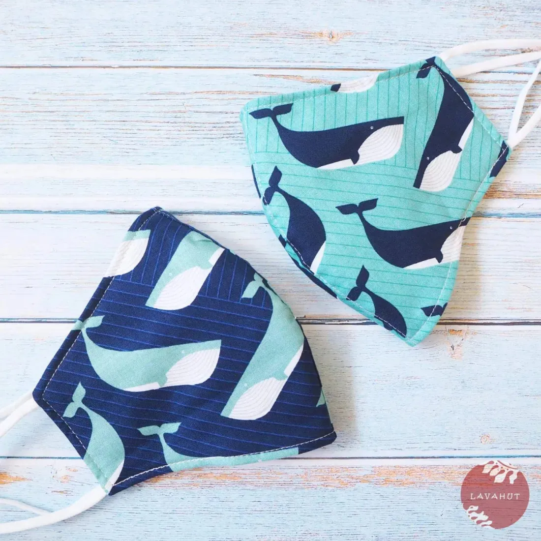 Adjustable   Filter Pocket • Teal Gentle Whales
