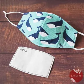 Adjustable   Filter Pocket • Teal Gentle Whales