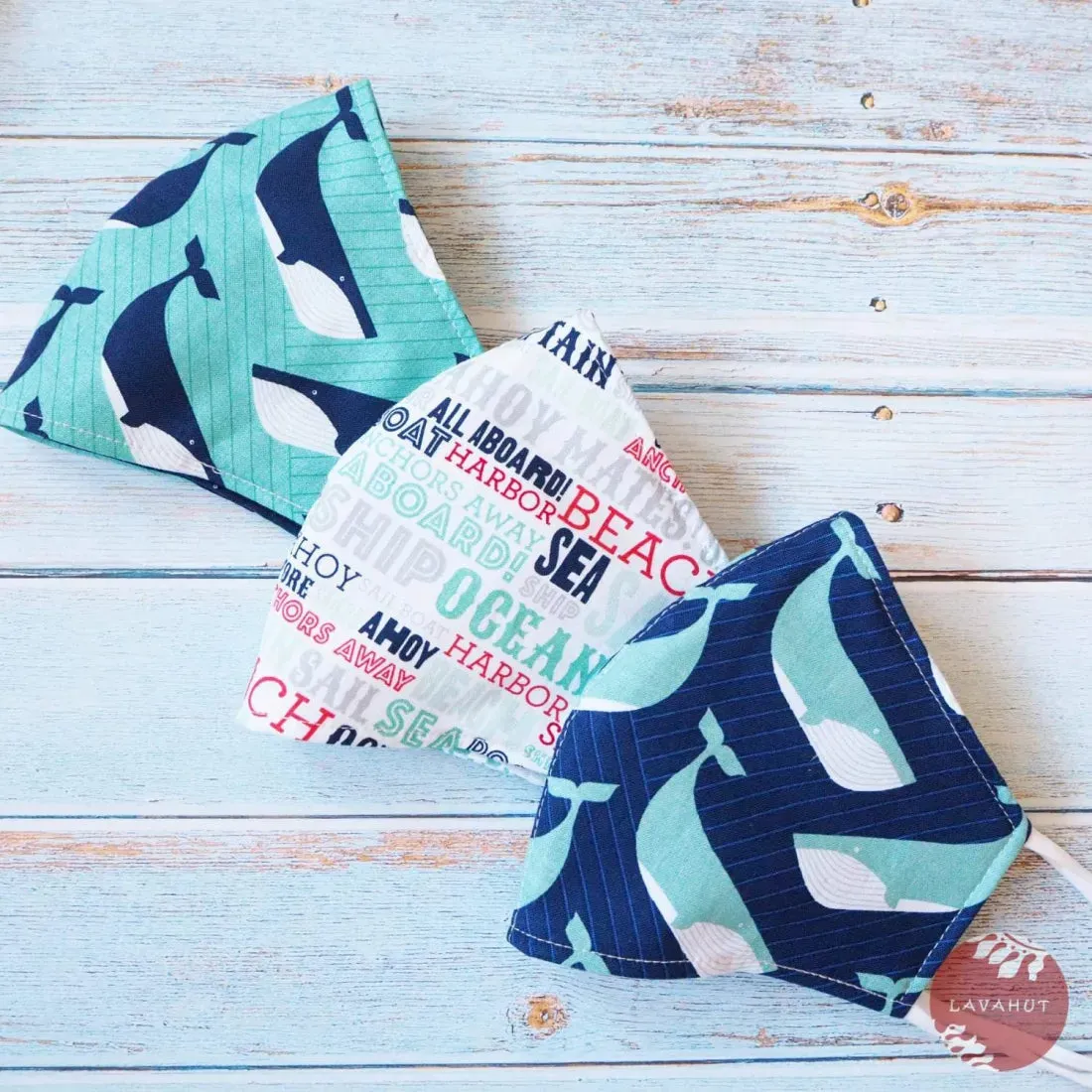 Adjustable   Filter Pocket • Teal Gentle Whales