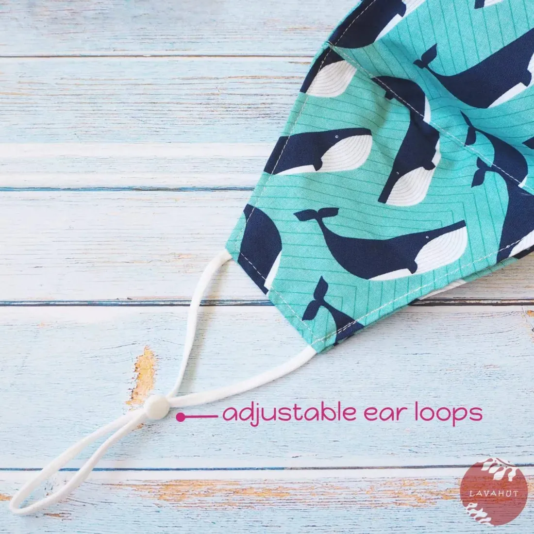 Adjustable   Filter Pocket • Teal Gentle Whales