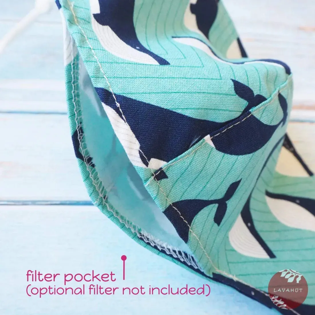 Adjustable   Filter Pocket • Teal Gentle Whales