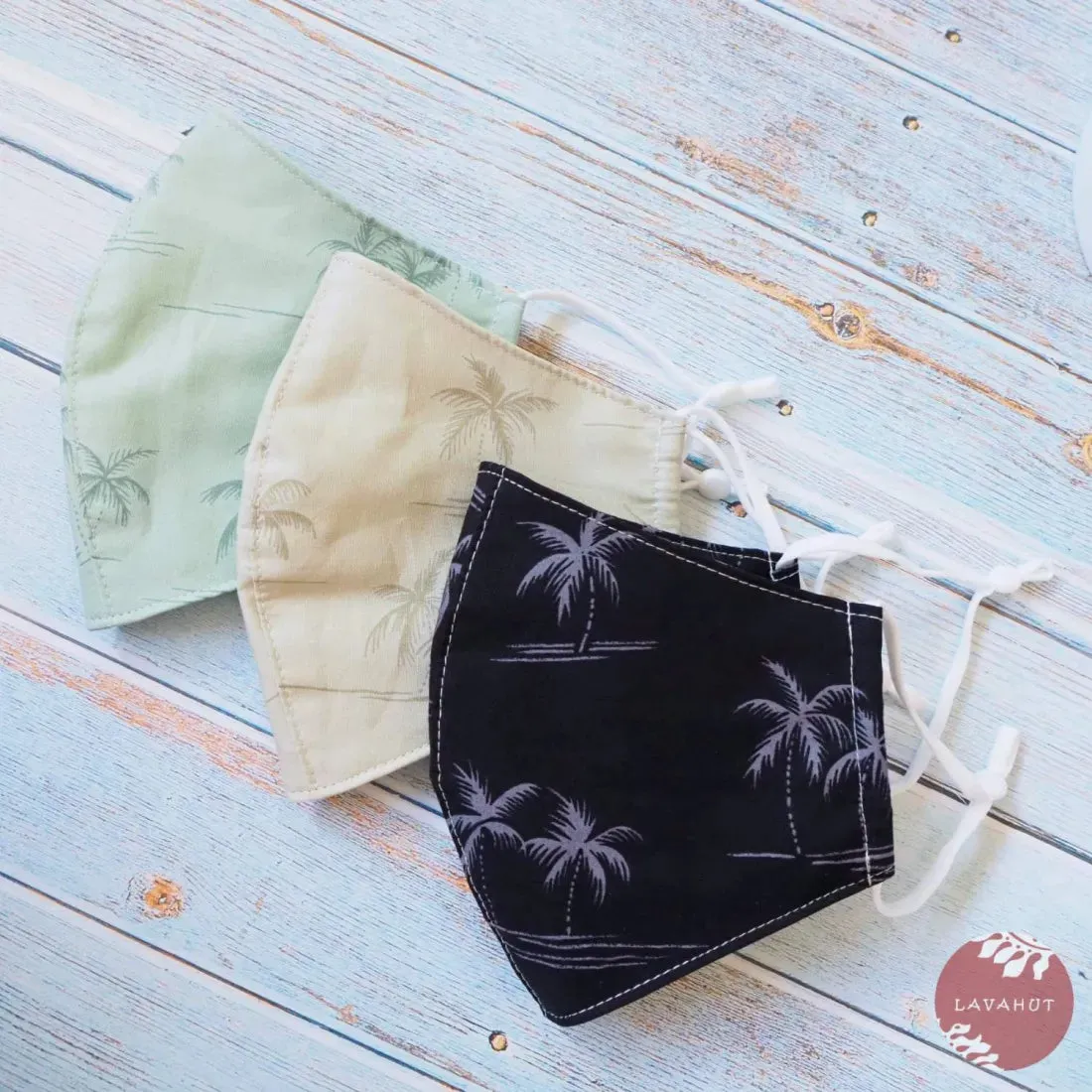 Adjustable Tropical Face Mask • Green Breezy Palms