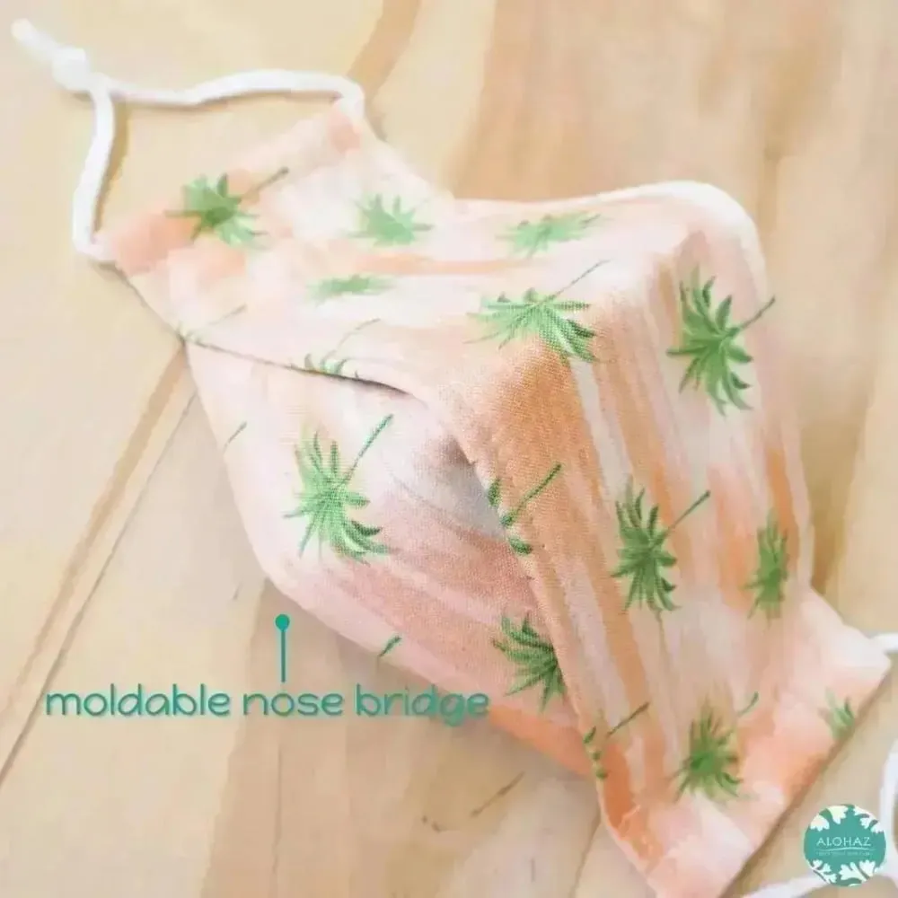 Antimicrobial 3D Face Mask   Adjustable Loops ~ Orange Coconut Grove