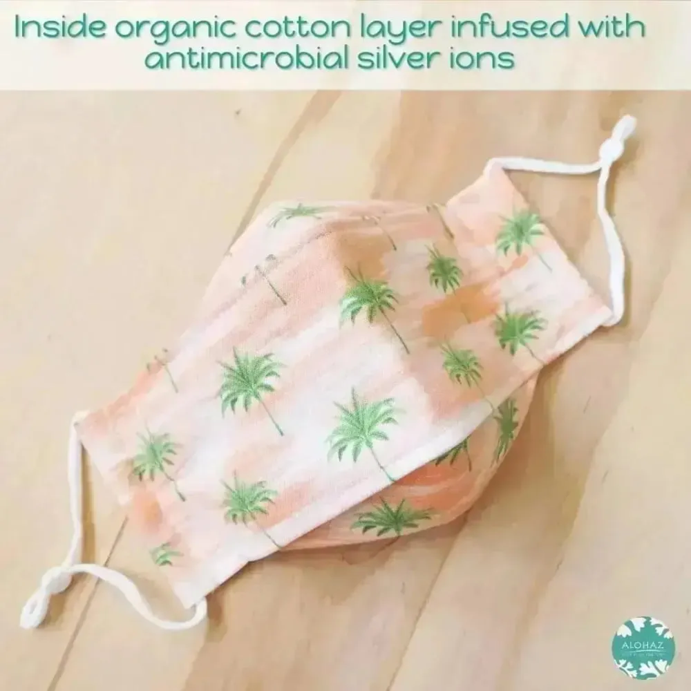 Antimicrobial 3D Face Mask   Adjustable Loops ~ Orange Coconut Grove