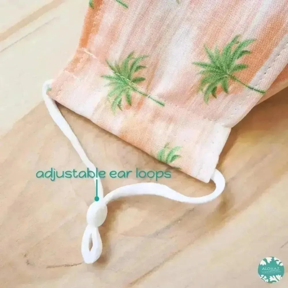 Antimicrobial 3D Face Mask   Adjustable Loops ~ Orange Coconut Grove
