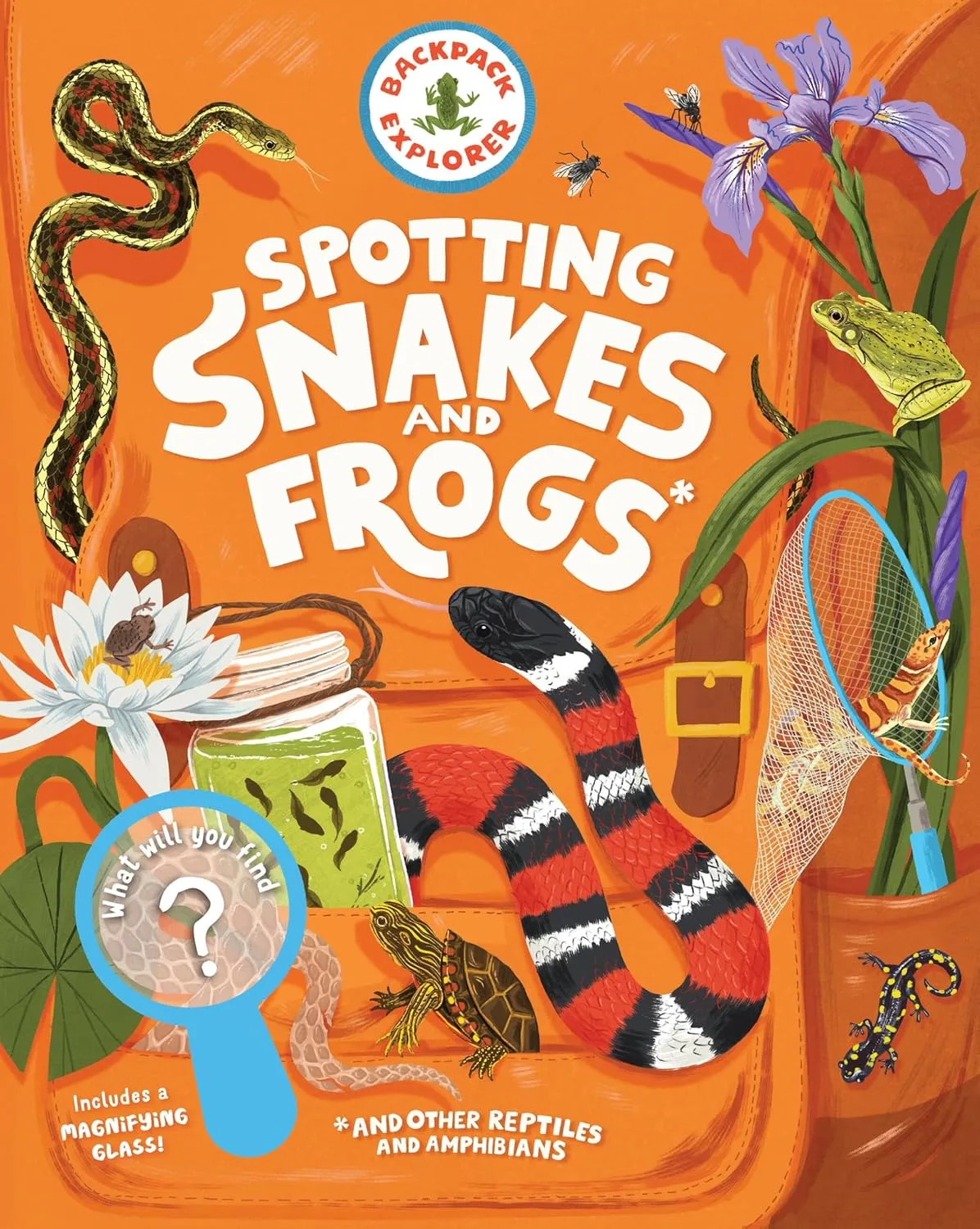 Backpack Explorer: Spotting Snakes and Frogs, and Other Reptiles and Amphibians: What Will You Find? Hardcover  Sticker Book, April 29, 2025