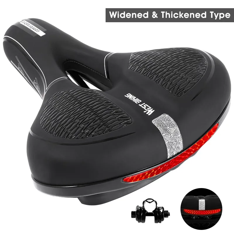 Bicycle Saddle MTB Bike Seat Waterproof Soft Seat Cushion Bike Accessories PVC Steel Hollow Wide Cycling Saddles