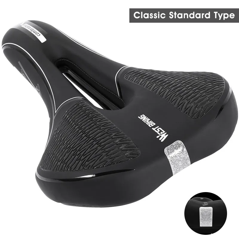 Bicycle Saddle MTB Bike Seat Waterproof Soft Seat Cushion Bike Accessories PVC Steel Hollow Wide Cycling Saddles