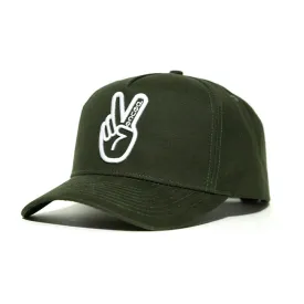 Deuce Peace Curved Snapback Hat  | Forest Green