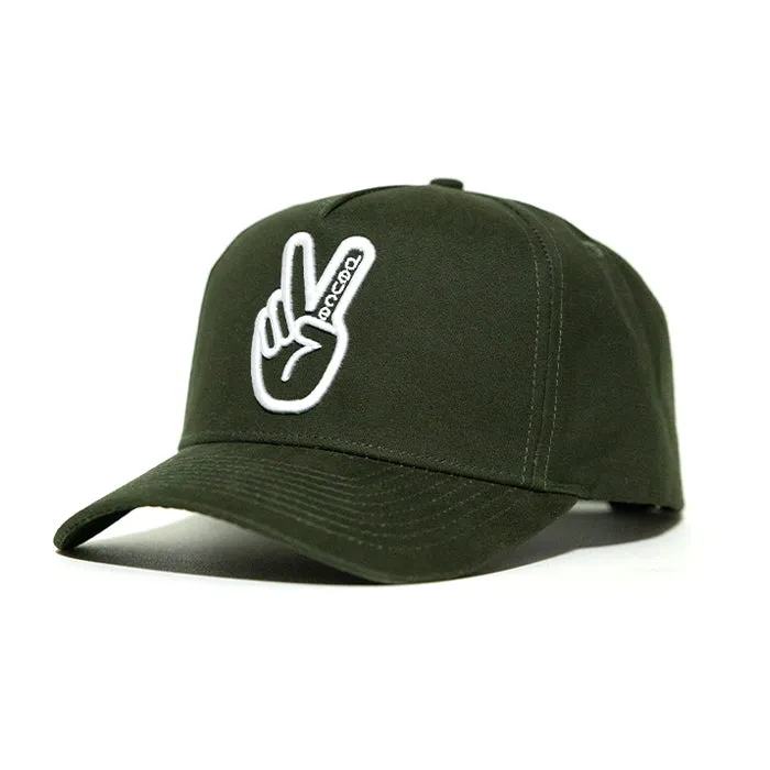 Deuce Peace Curved Snapback Hat  | Forest Green