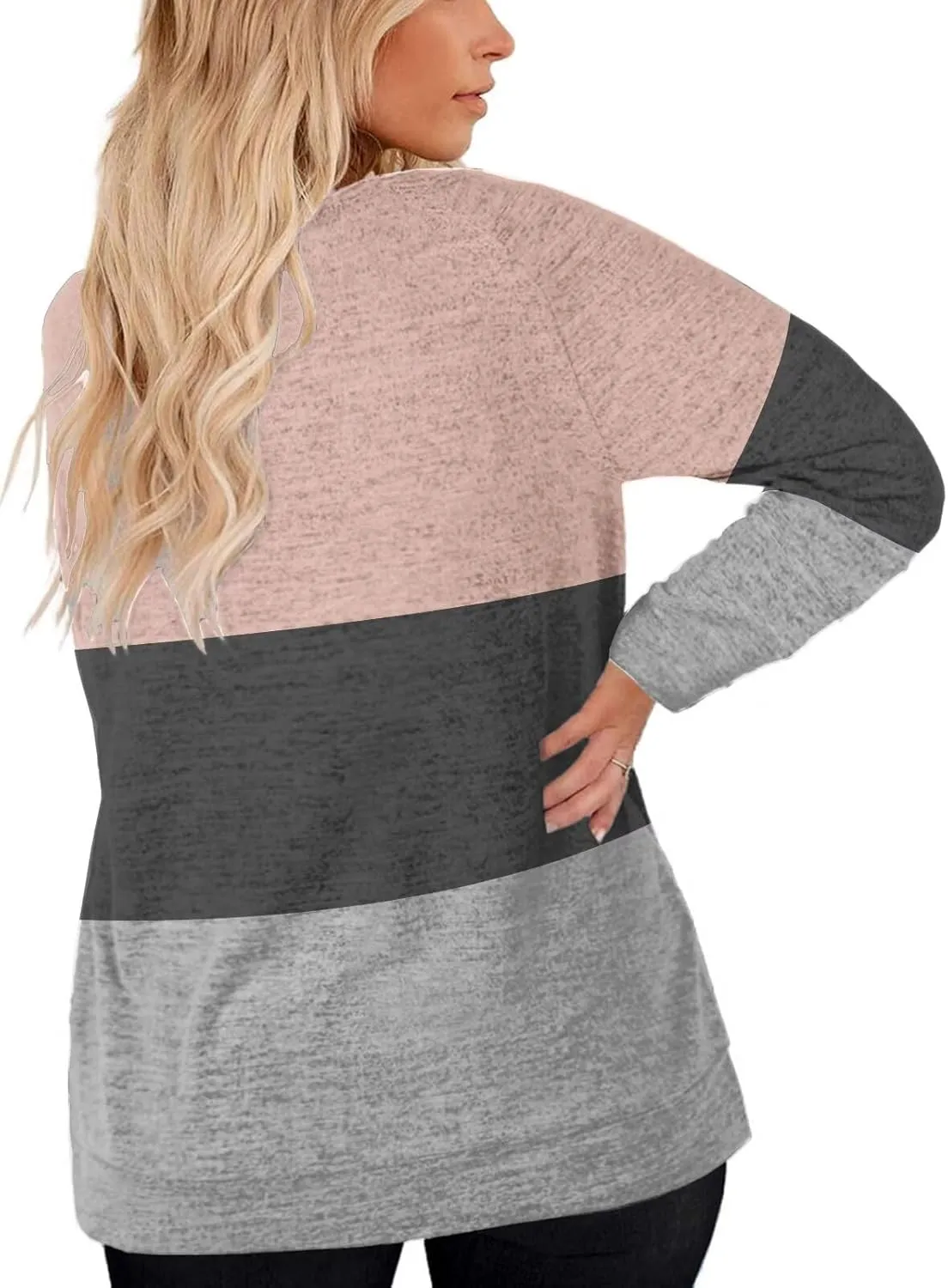 DOLNINE Women's-Plus-Size-Sweatshirts Long Sleeve Tops Crewneck Shirts Casual Tunics XL-4XL