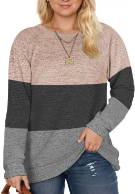 DOLNINE Women's-Plus-Size-Sweatshirts Long Sleeve Tops Crewneck Shirts Casual Tunics XL-4XL