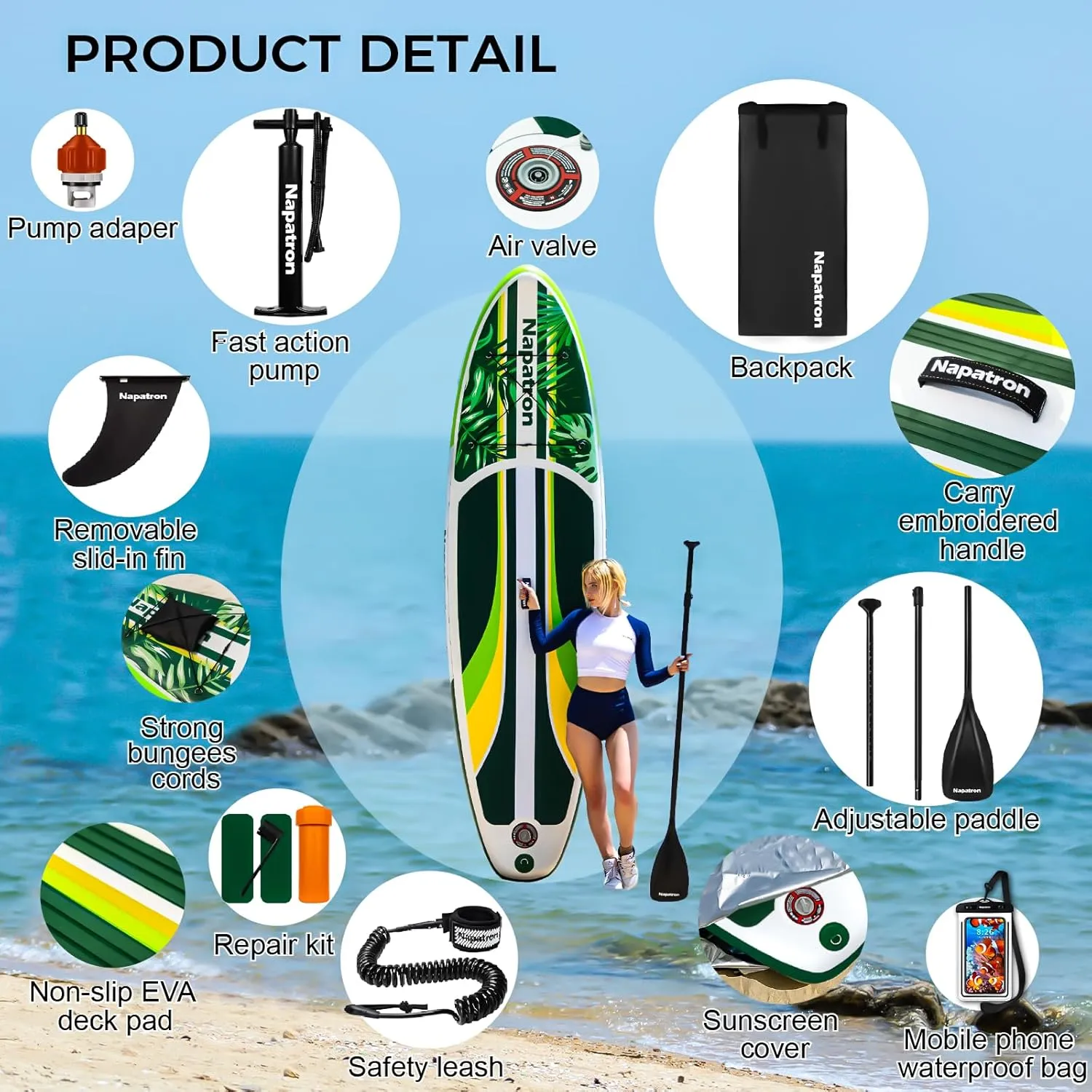 Family Inflatable Stand Up Paddleboards,Stable Wide Design,350LBS Capacity,Complete Paddle Board Package with Fast Action Pump,Leash,Ideal for Beginners/Youth & AllSkill Levels