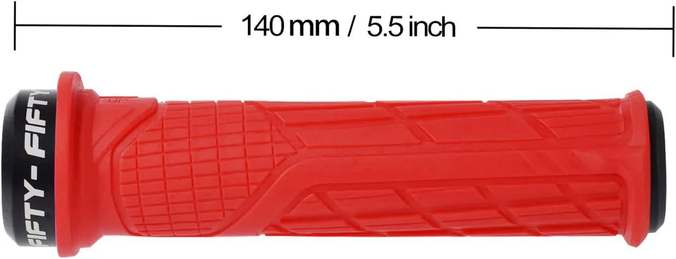 FIFTY-FIFTY Mountain Bike Handlebar Grips, Single Lock-on MTB Grips, Comfortable and Lock On, Non-Slip Bicycle Handle, Fit for All Mountain, Enduro, Downhill