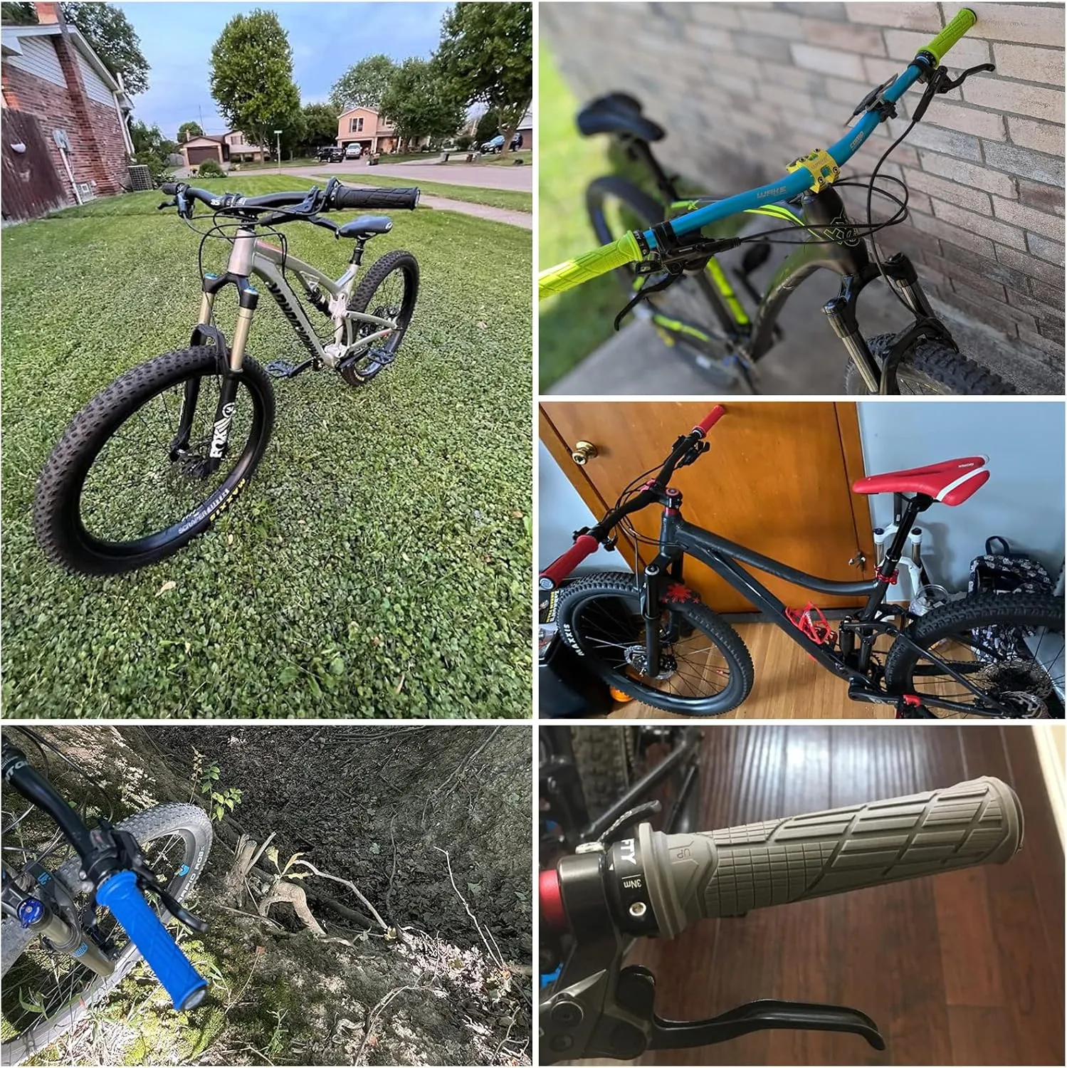 FIFTY-FIFTY Mountain Bike Handlebar Grips, Single Lock-on MTB Grips, Comfortable and Lock On, Non-Slip Bicycle Handle, Fit for All Mountain, Enduro, Downhill
