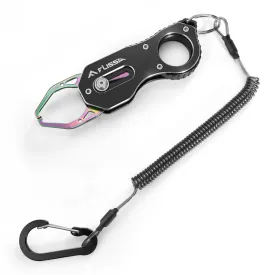 FLISSA 5" Mini Fish Gripper, 22 Pound Fish Lip Grip Tool with Carabiner and Spring Anti-Lost Rope, Durable Stainless Steel Fish Grabber Gripper, Corrosion Resistant & Portable