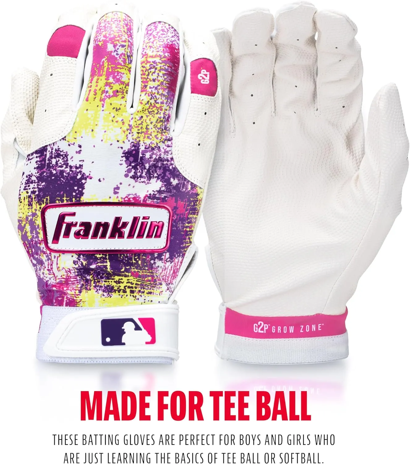 Franklin Sports MLB Youth Teeball Batting Gloves - Flexible Pro Kids Baseball   Softball Gloves for Boys   Girls