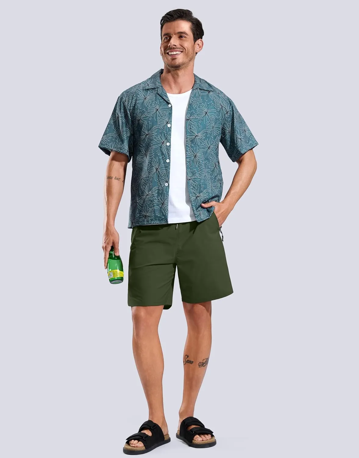 G Gradual Mens Swim Trunks with Compression Liner 7" Quick Dry Board Shorts Swimsuit Bathing Suit for Men with Zipper Pockets