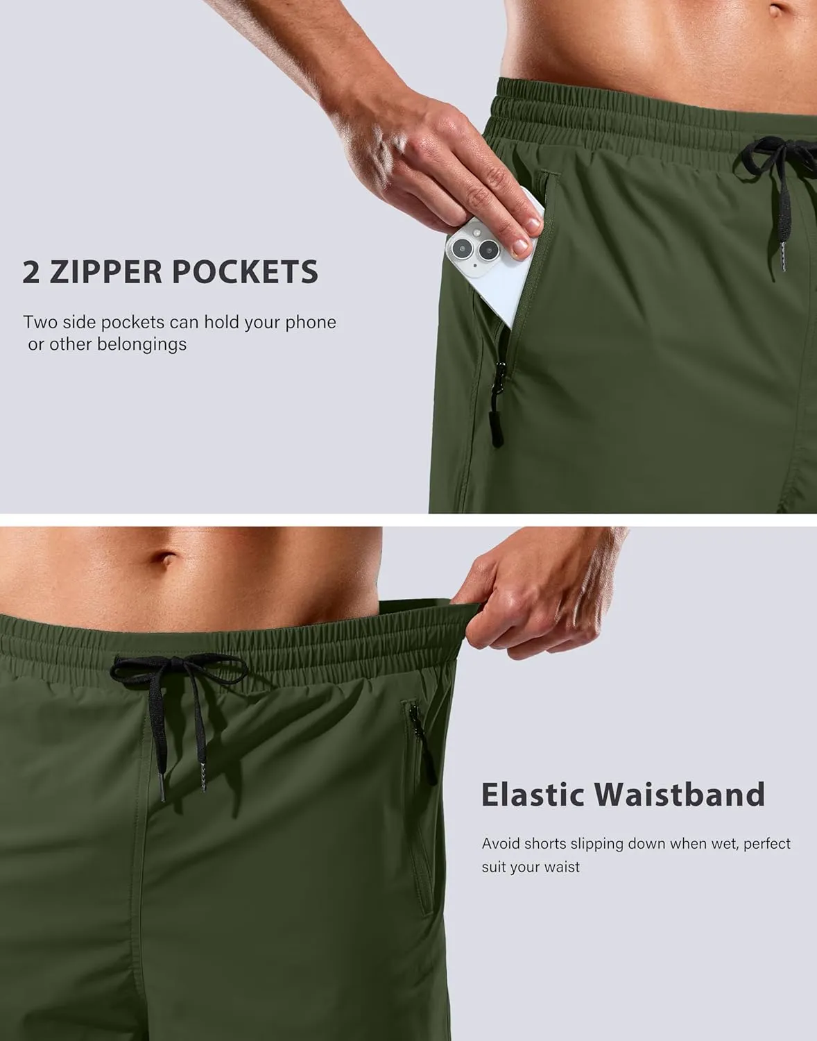 G Gradual Mens Swim Trunks with Compression Liner 7" Quick Dry Board Shorts Swimsuit Bathing Suit for Men with Zipper Pockets