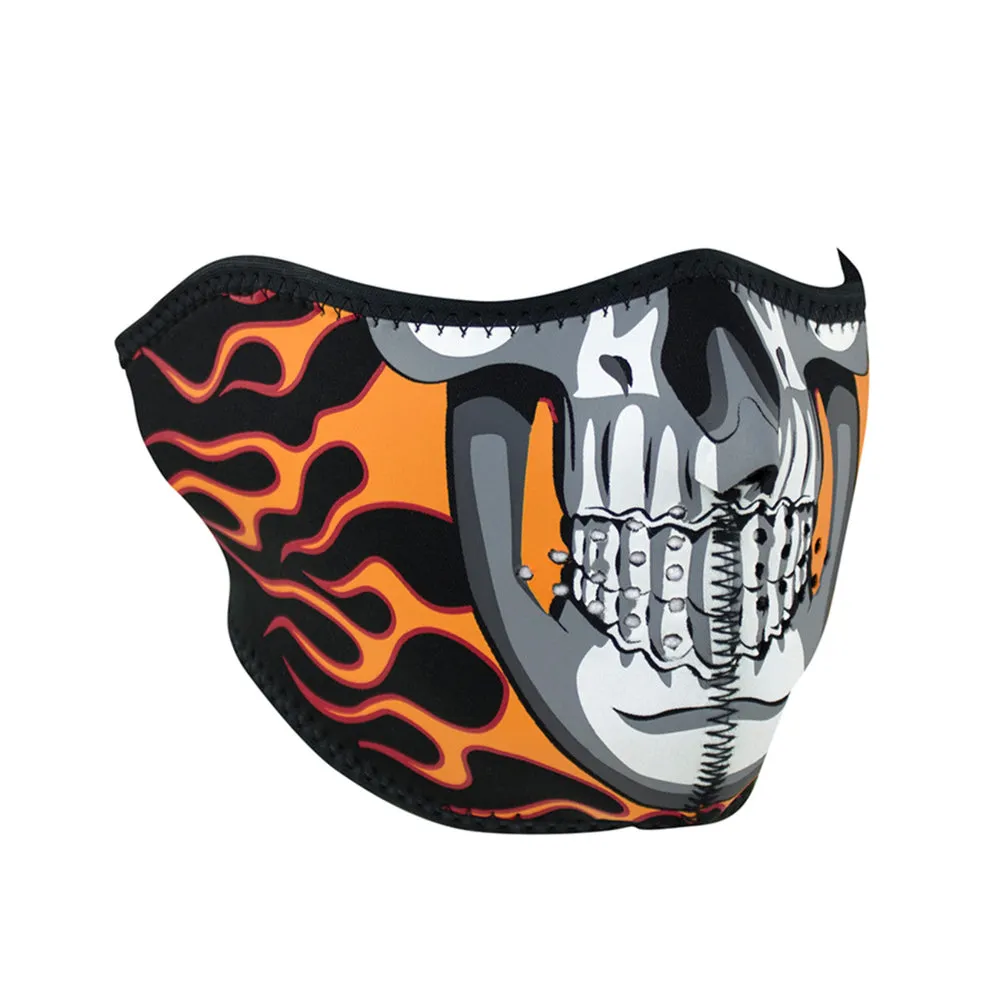 Half Face Mask - Neoprene - Burning Skull By ZAN Headgear