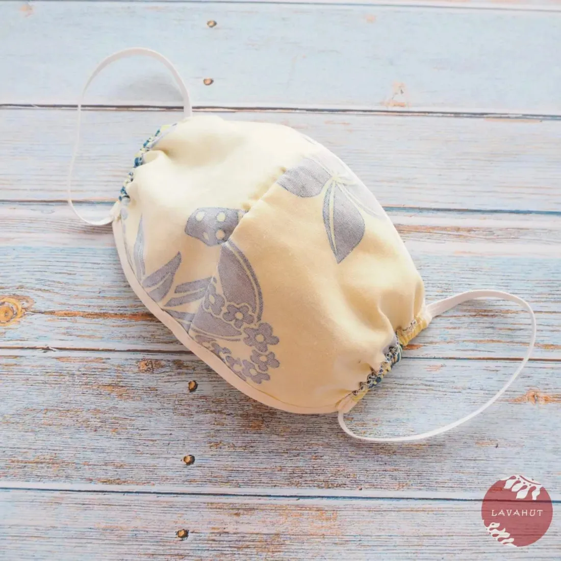 Hawaiian Face Mask • Yellow Ukulele / Pineapple   Trim