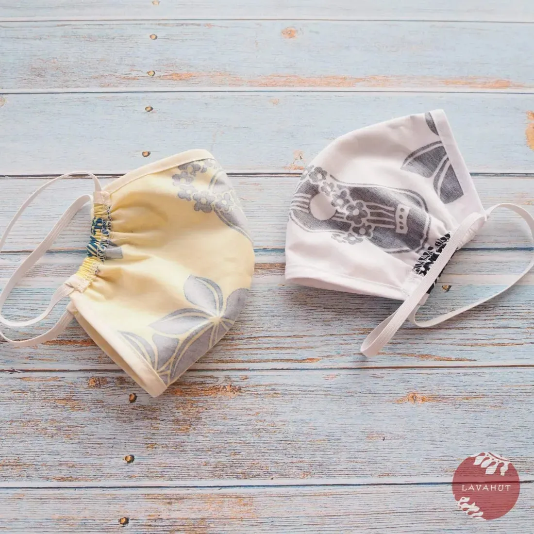 Hawaiian Face Mask • Yellow Ukulele / Pineapple   Trim