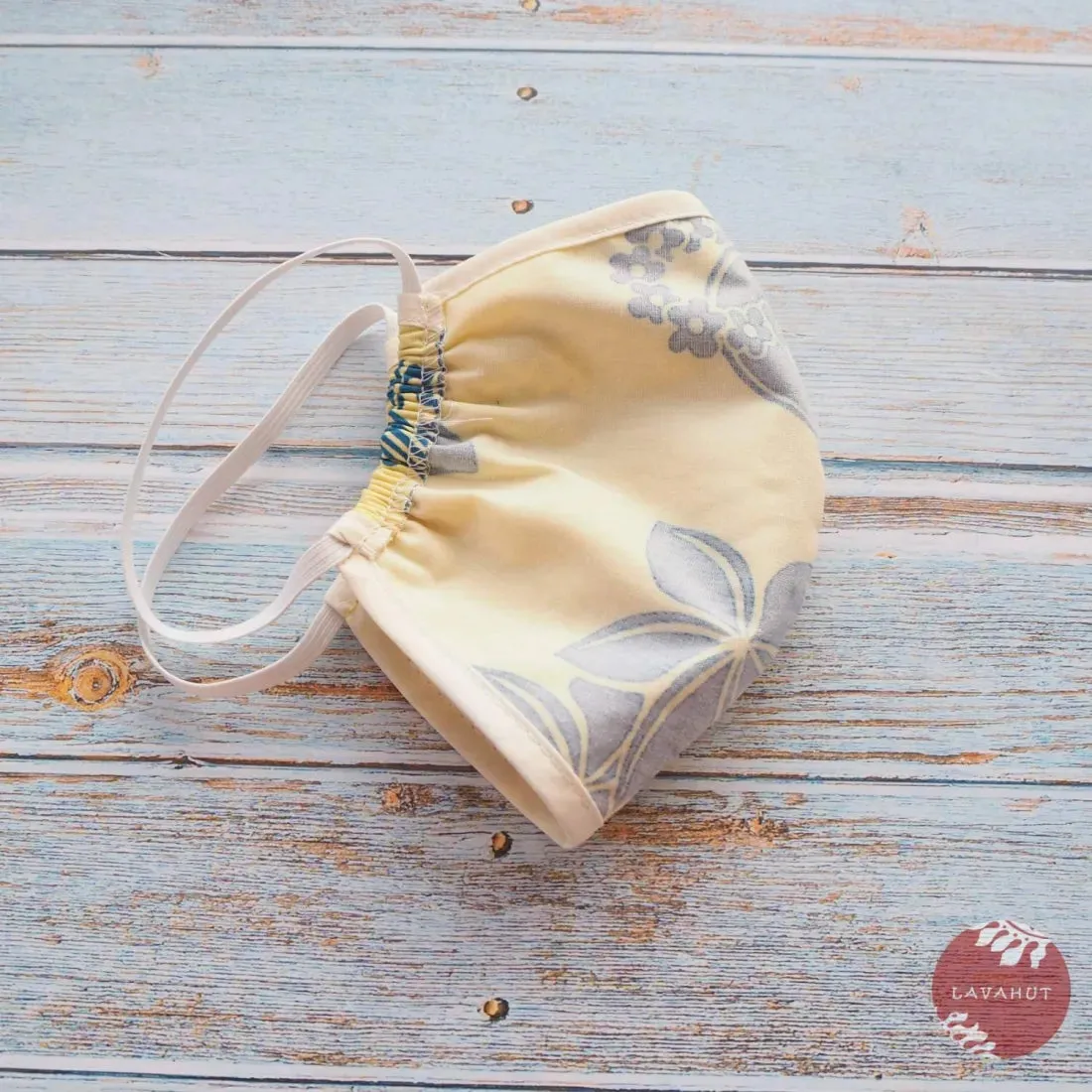 Hawaiian Face Mask • Yellow Ukulele / Pineapple   Trim