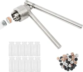 HighFree 20mm Vial Crimper, Manual Sealer Hand Sealing Machine with 10 Set of 10ml Vials   Stopper   Caps, Hand held Capping Machine Bottle Capper Machine