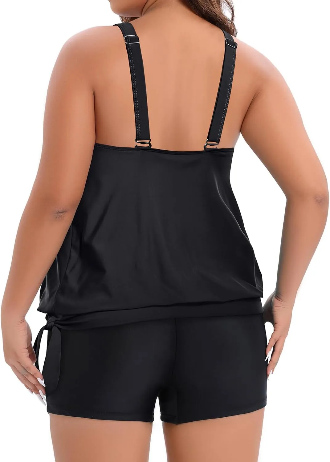 Holipick Women Plus Size Swimsuit Tummy Control Tankini Two Piece Bathing Suits Blouson Top with Boy Shorts