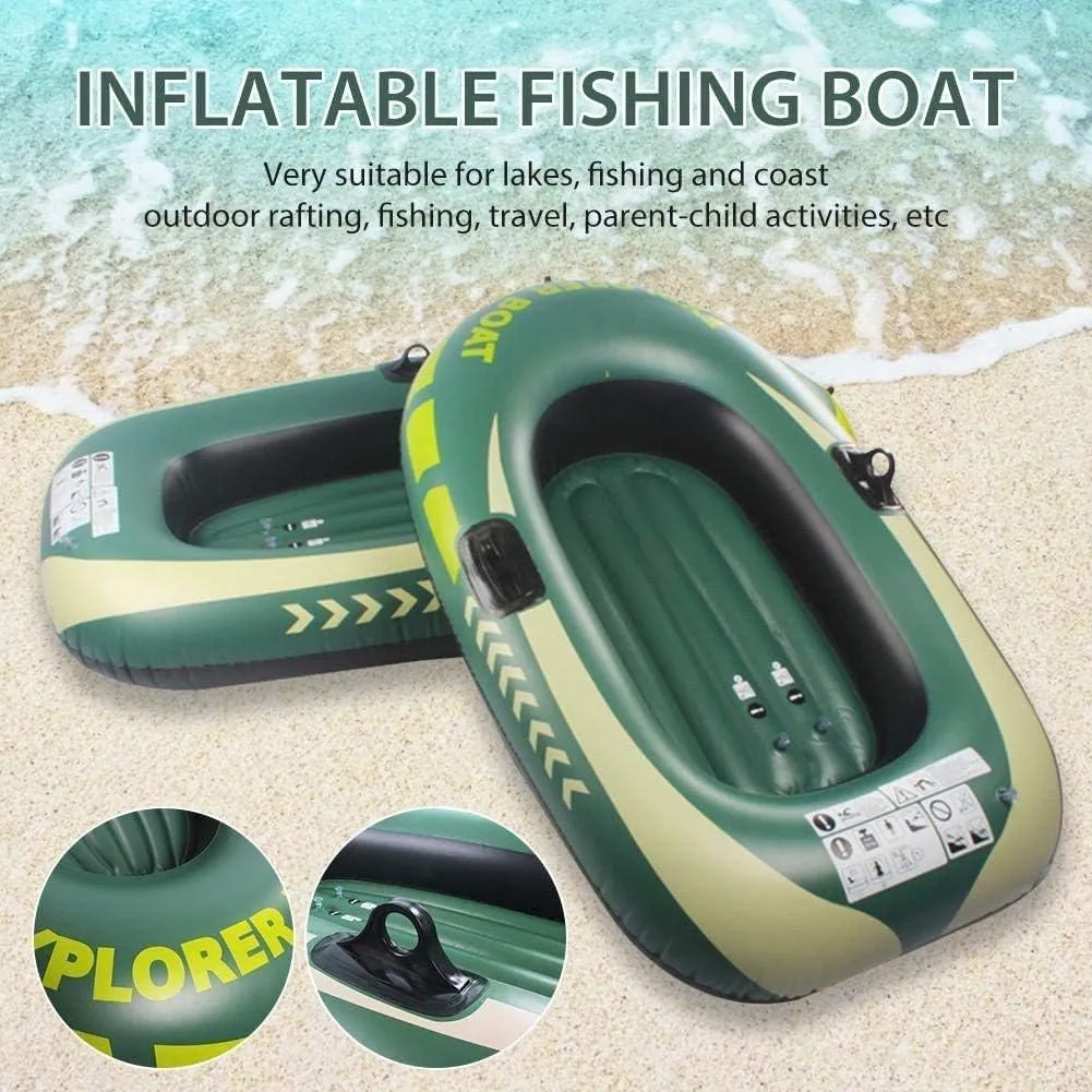 Inflatable Fishing Boat, Portable Inflatable Kayak, Folding Rubber Explorer Boat, Canoe for Water Sports Swimming Beach Pool,2person Boat