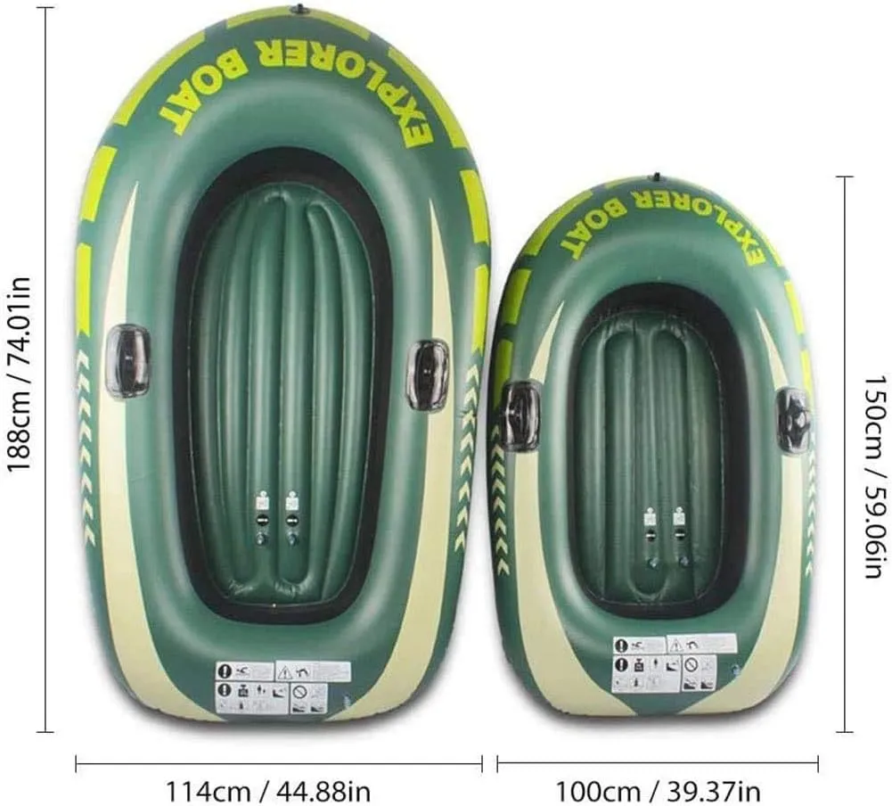 Inflatable Fishing Boat, Portable Inflatable Kayak, Folding Rubber Explorer Boat, Canoe for Water Sports Swimming Beach Pool,2person Boat