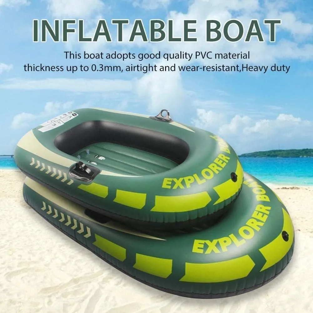 Inflatable Fishing Boat, Portable Inflatable Kayak, Folding Rubber Explorer Boat, Canoe for Water Sports Swimming Beach Pool,2person Boat