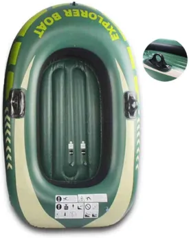 Inflatable Fishing Boat, Portable Inflatable Kayak, Folding Rubber Explorer Boat, Canoe for Water Sports Swimming Beach Pool,2person Boat