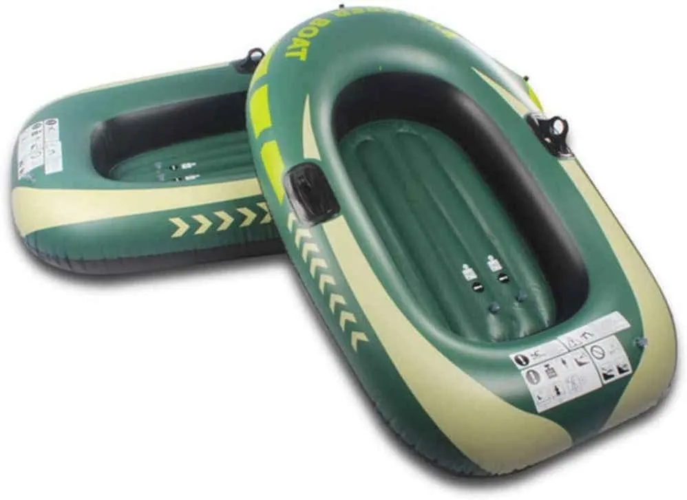 Inflatable Fishing Boat, Portable Inflatable Kayak, Folding Rubber Explorer Boat, Canoe for Water Sports Swimming Beach Pool,2person Boat