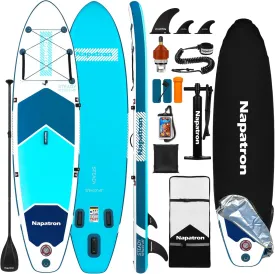 Inflatable Paddle Board, 10'6" Ultra Lightweight SUP with Adjustable Paddle, Anti-Slip Deck, Coiled Leash & Carry Bag, Stable All-Around Stand Up Paddleboards for Adults
