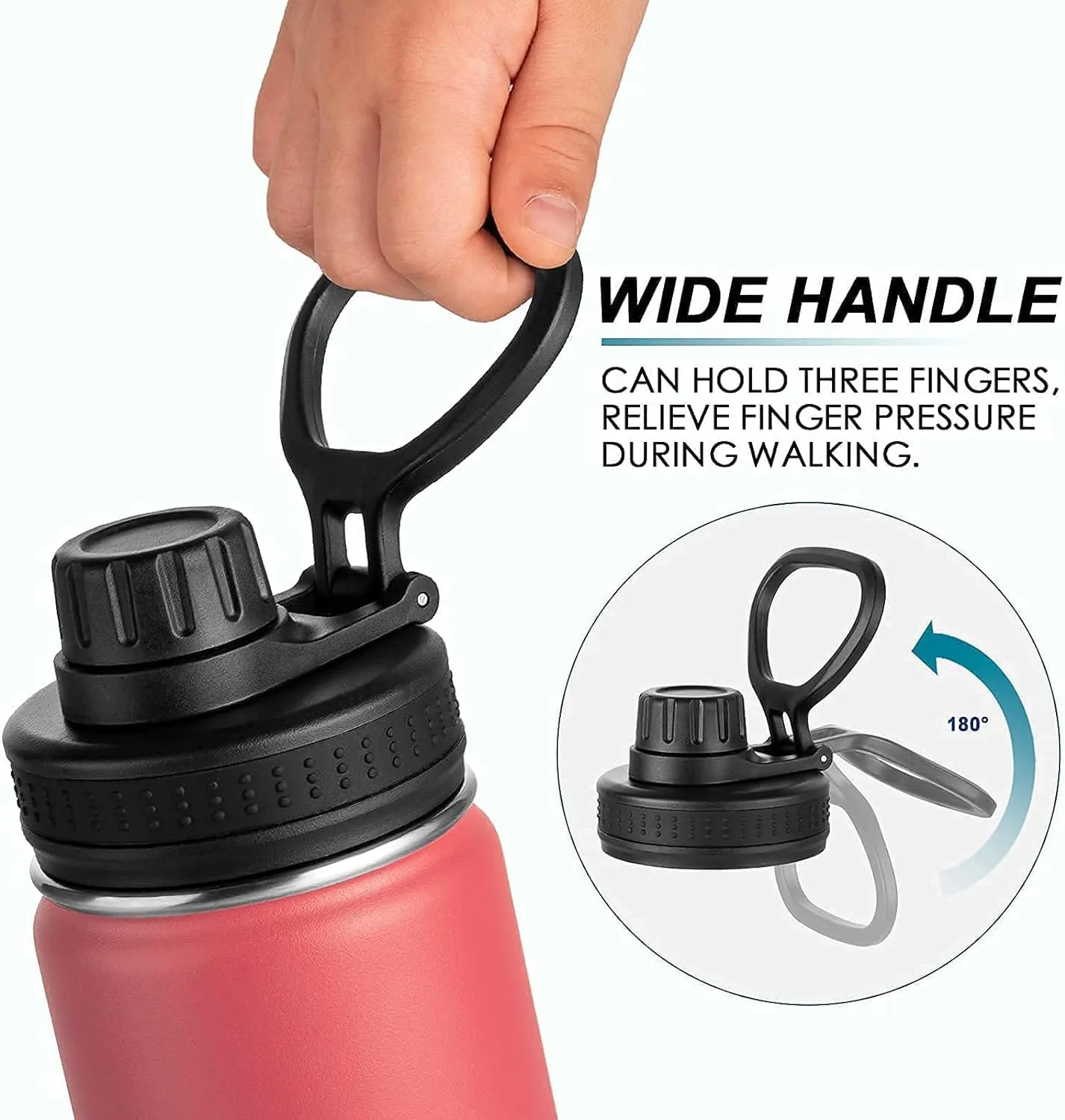 koodee 12 oz Water Bottle for School Stainless Steel Double Wall Vacuum Insulated Wide Mouth Flask with Leakproof Spout Lid (Flamingo Pink)