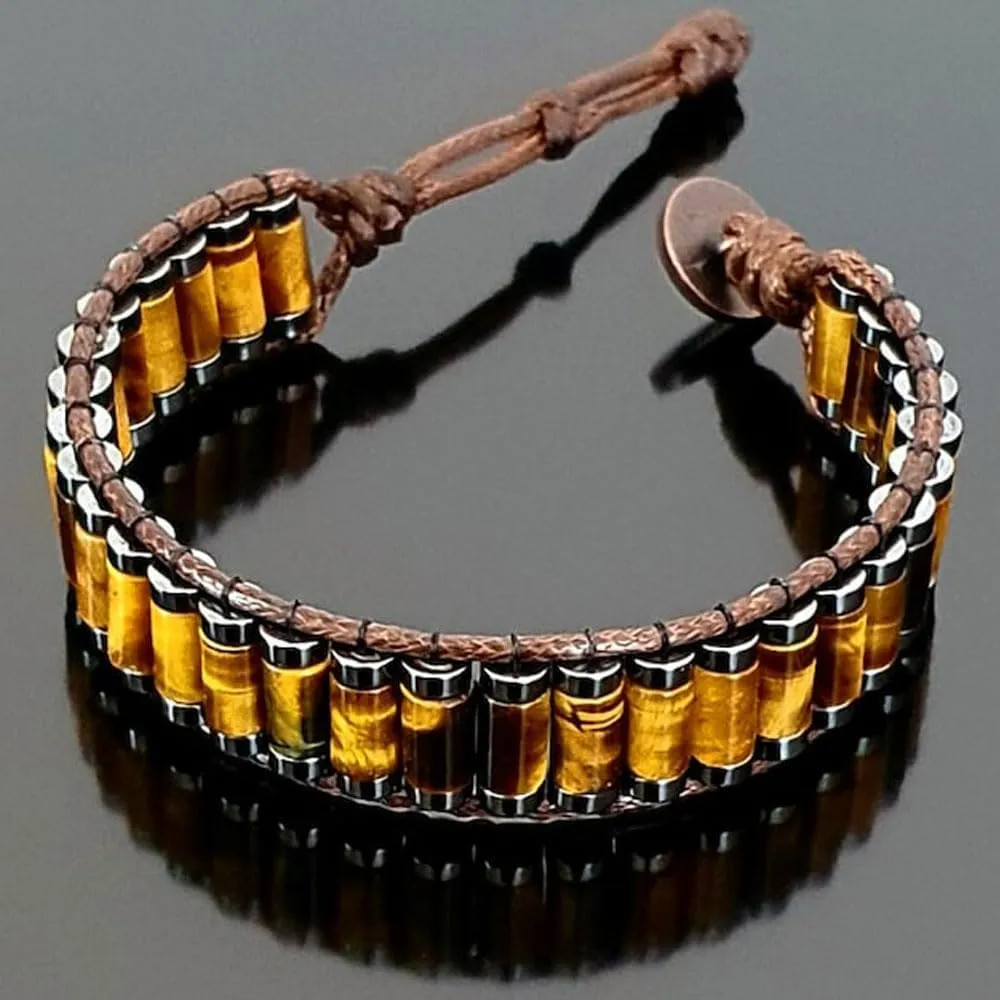 KSQS Healing Stone Chakra Wrap Bracelet for Women, Hematite Energy Bead Protection Bracelet for Anxiety and Stress, Jasper Leather Cuff Bracelet