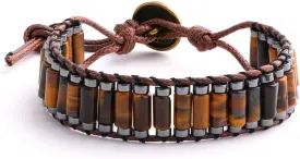 KSQS Healing Stone Chakra Wrap Bracelet for Women, Hematite Energy Bead Protection Bracelet for Anxiety and Stress, Jasper Leather Cuff Bracelet