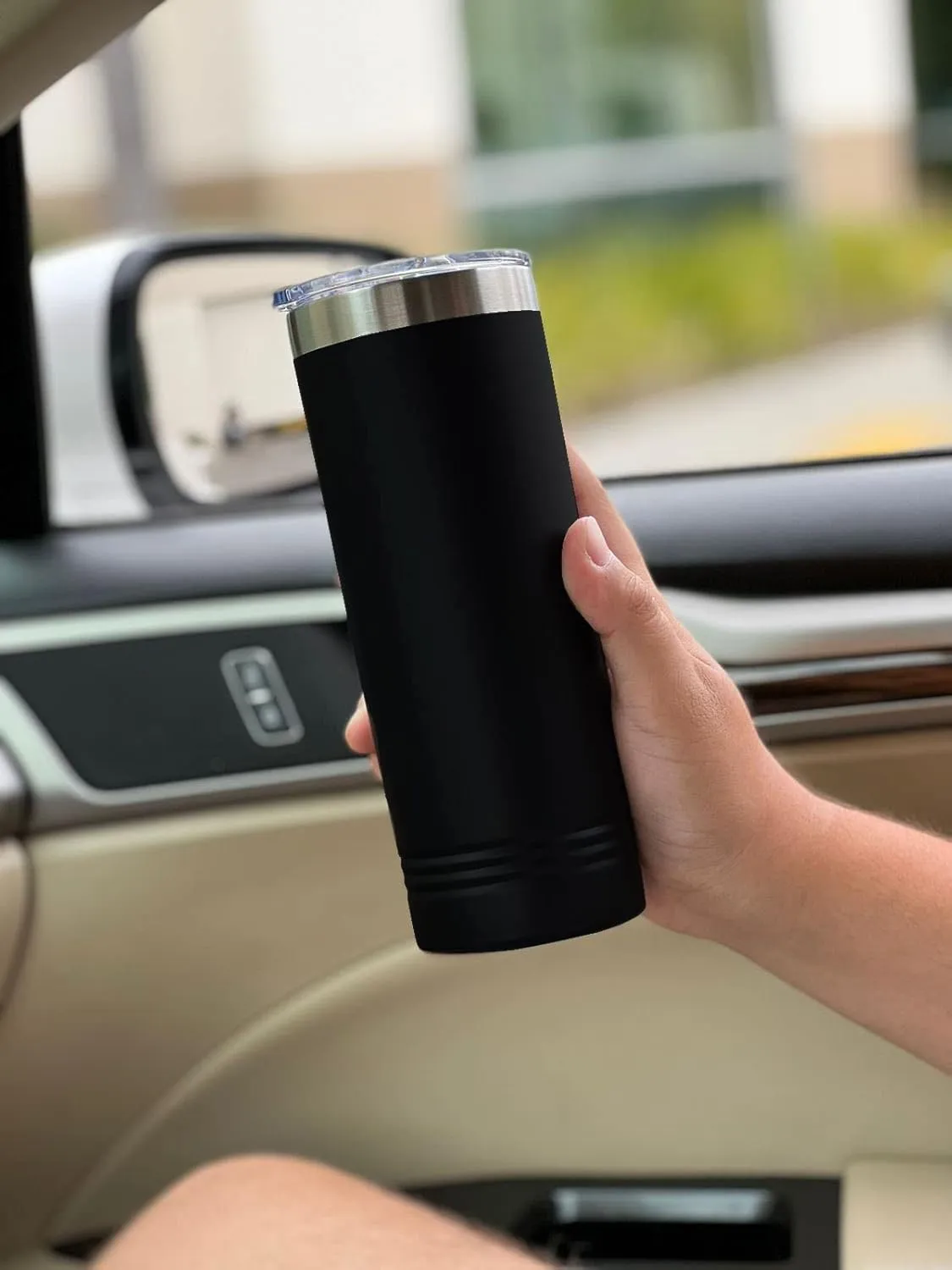 LaserGram 22oz Vacuum Insulated Skinny Tumbler, Cricket Player, Personalized Engraving Included (Black)