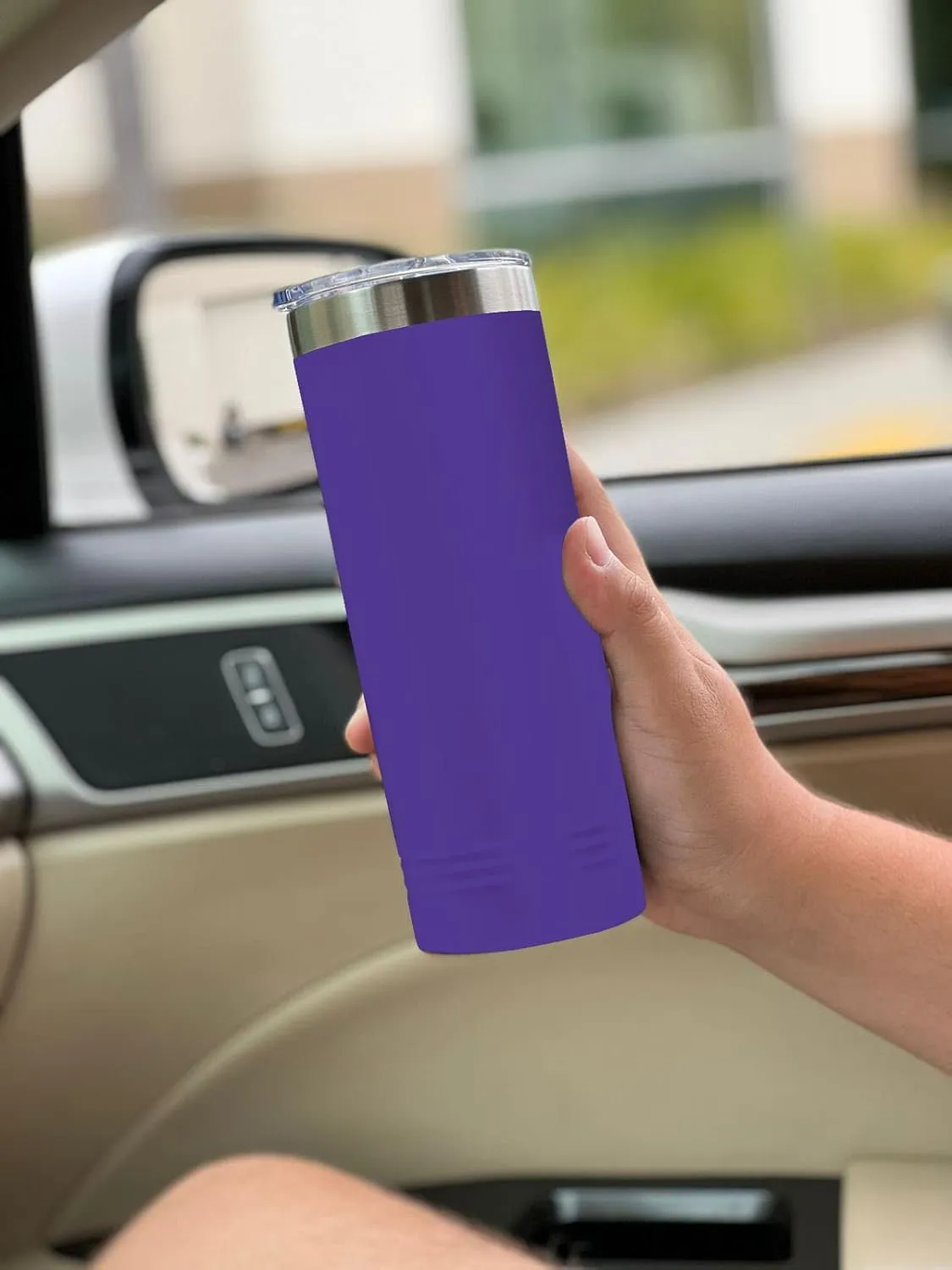 LaserGram 22oz Vacuum Insulated Skinny Tumbler, Cricket Player, Personalized Engraving Included (Dark Purple)