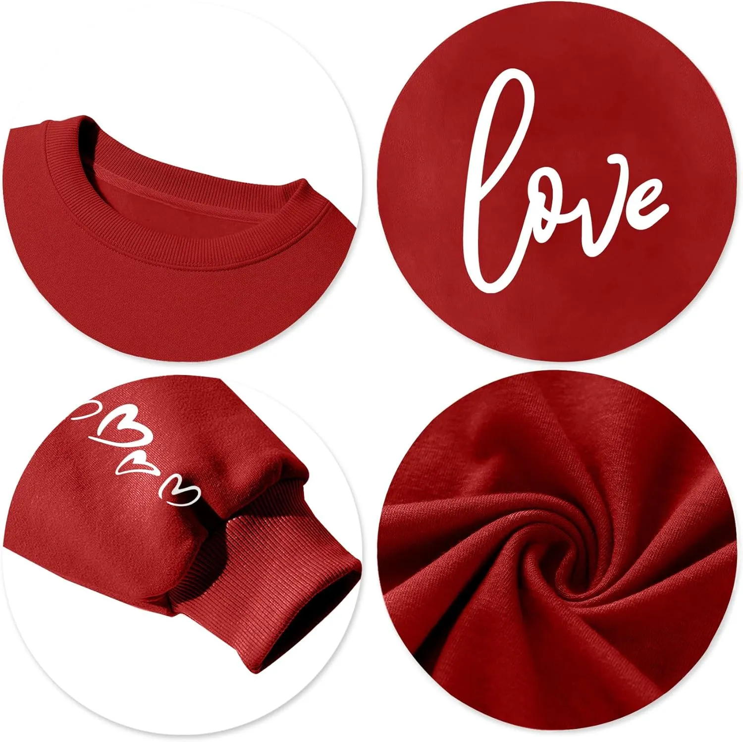 LAZYCHILD Love Heart Sweatshirt for Women Cute Hearts Graphic Pullover Long Sleeve Valentine Shirts Tops