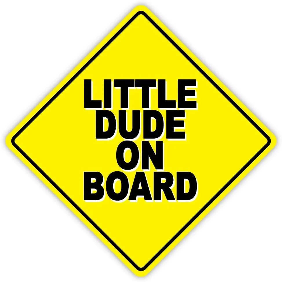 Little dude on board funny sticker decal 5" x 5"