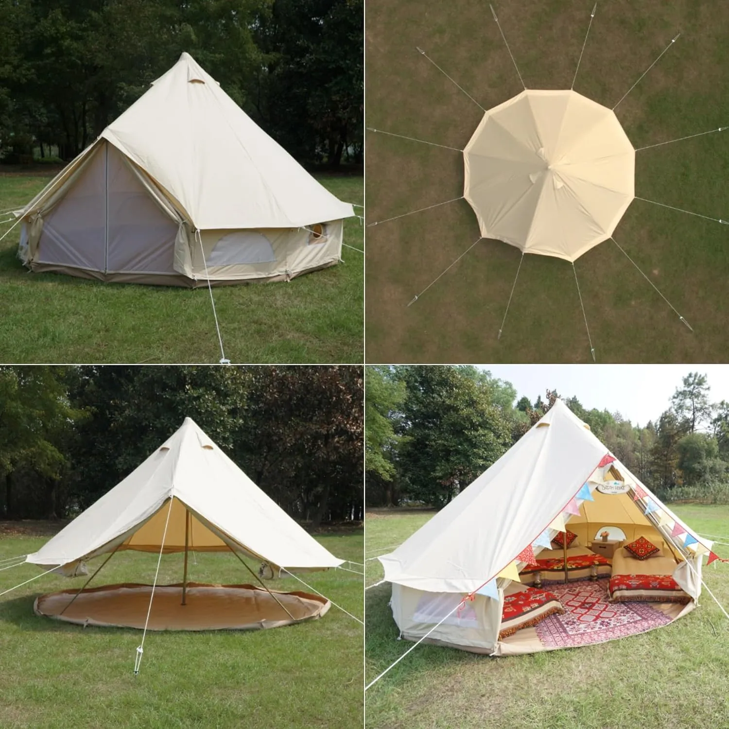 Outdoor Waterproof Cotton Canvas Family Camping Bell Tent