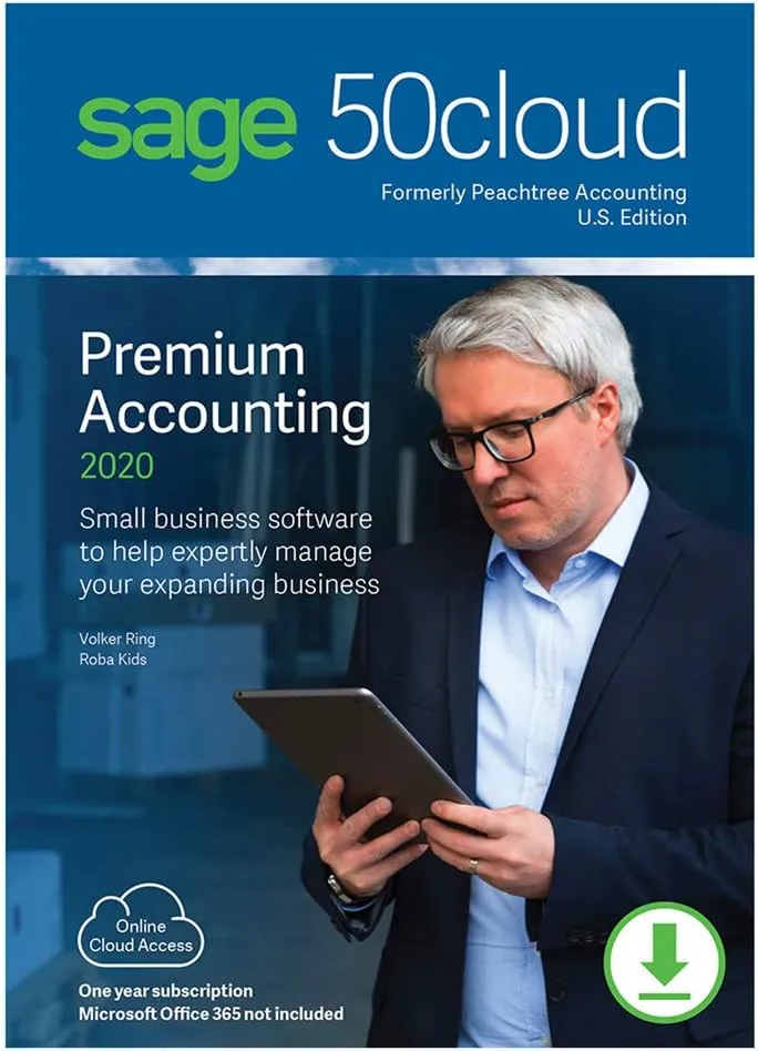 Sage 50cloud Premium Accounting 2020 U.S. 5-User One Year Subscription [PC Download]